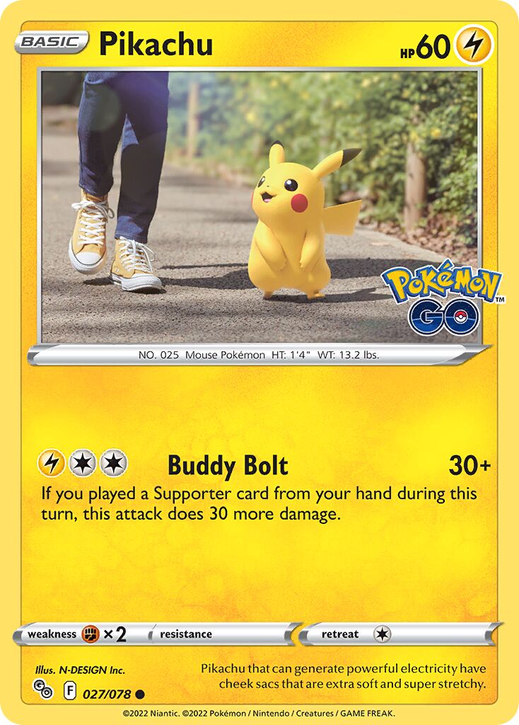 Pikachu 027/78 — Pokémon GO (English Pokémon TCG card)