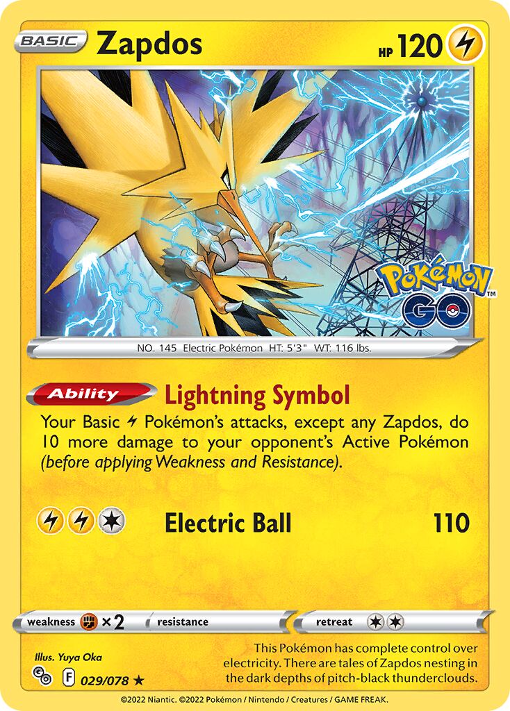 Zapdos 029/78 — Pokémon GO (English Pokémon TCG card)