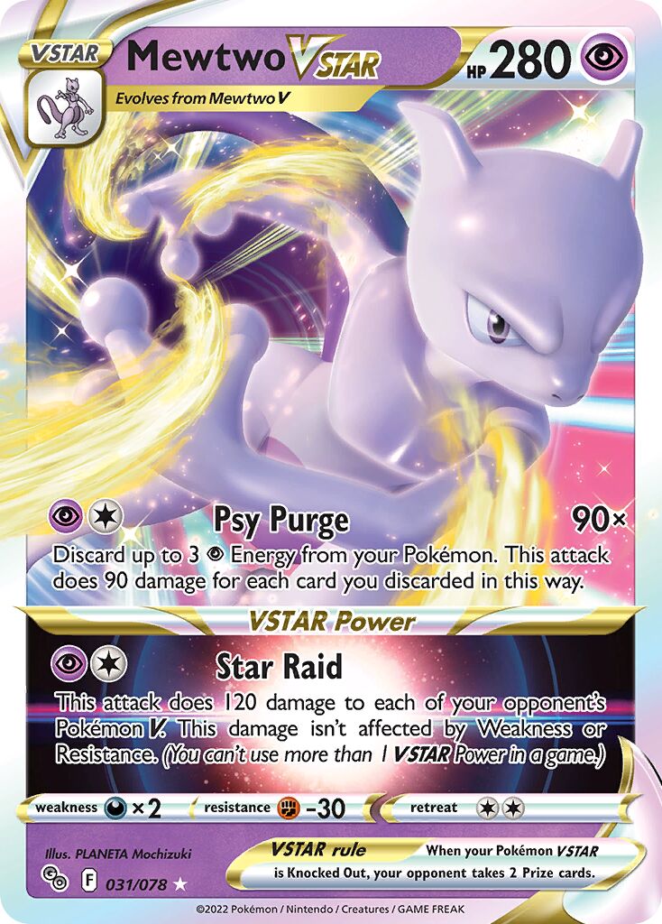 Mewtwo VSTAR 031/78 — Pokémon GO (English Pokémon TCG card)