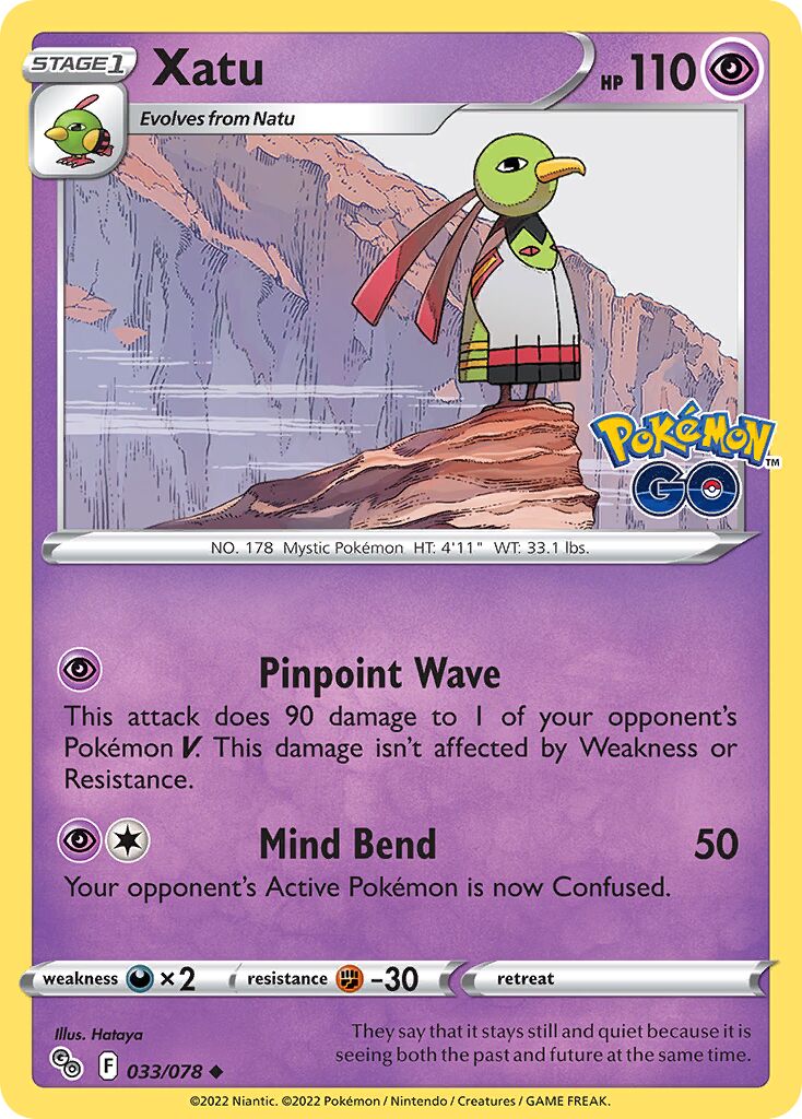 Xatu 033/78 — Pokémon GO (English Pokémon TCG card)