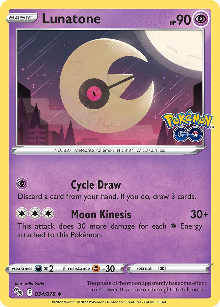 Lunatone 034/78 — Pokémon GO (English Pokémon TCG card)