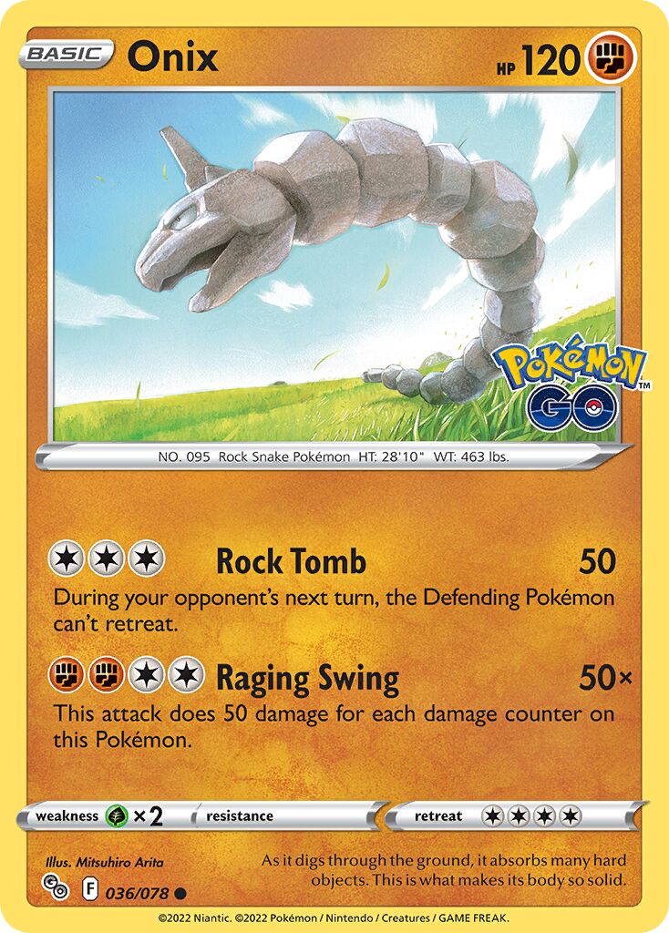 Onix 036/78 — Pokémon GO (English Pokémon TCG card)