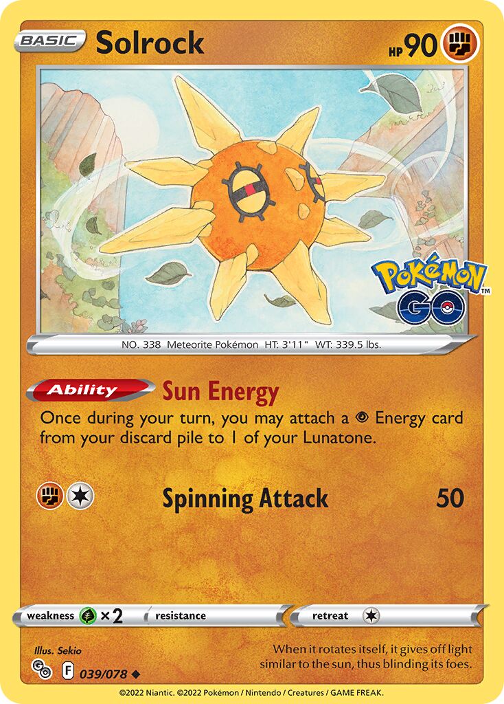Solrock 039/78 — Pokémon GO (English Pokémon TCG card)
