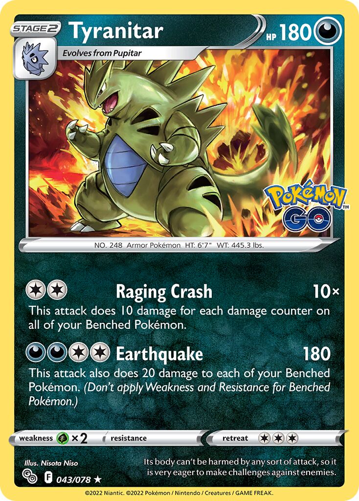 Tyranitar 043/78 — Pokémon GO (English Pokémon TCG card)