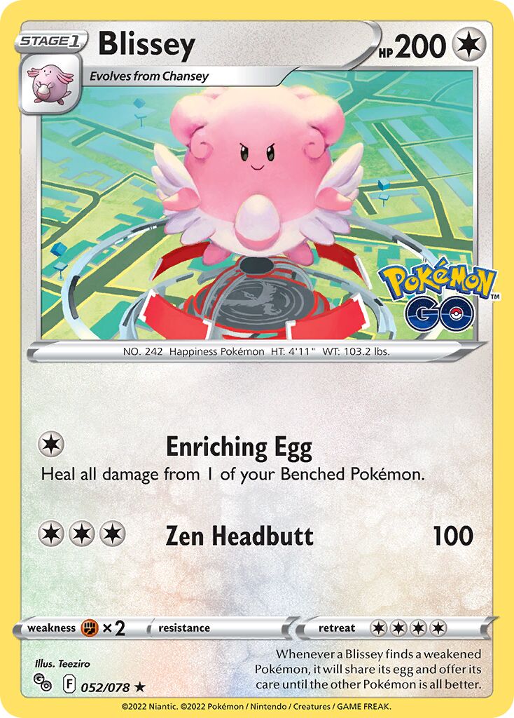 Blissey 052/78 — Pokémon GO (English Pokémon TCG card)