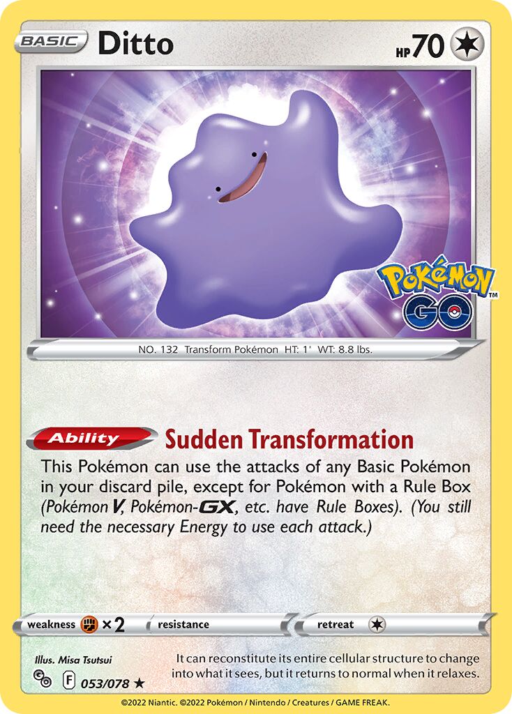 Ditto 053/78 — Pokémon GO (English Pokémon TCG card)
