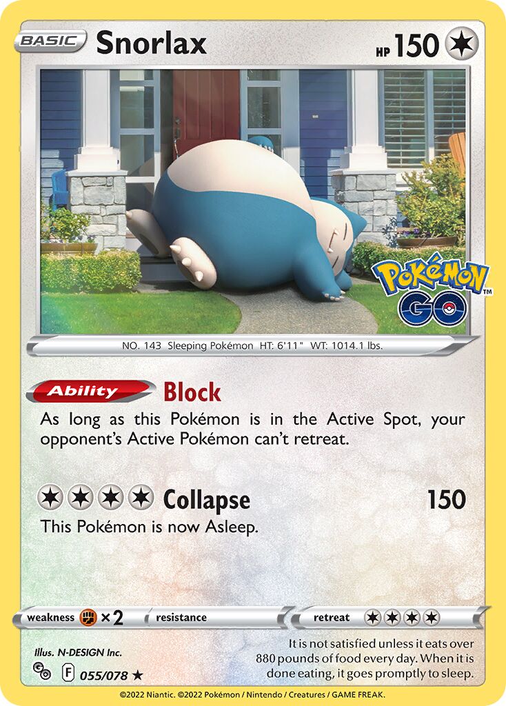 Snorlax 055/78 — Pokémon GO (English Pokémon TCG card)