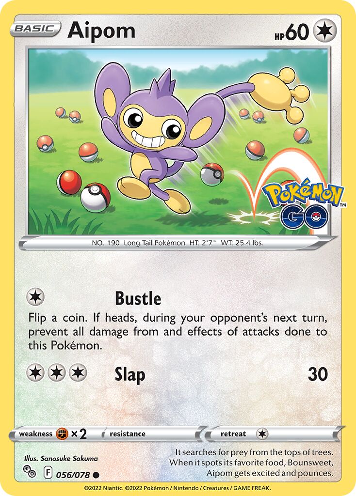 Aipom 056/78 — Pokémon GO (English Pokémon TCG card)
