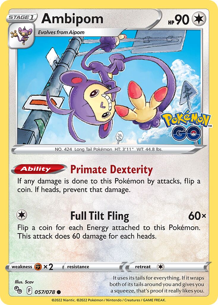 Ambipom 057/78 — Pokémon GO (English Pokémon TCG card)