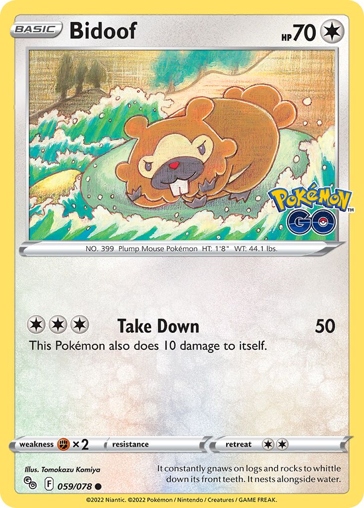 Bidoof 059/78 — Pokémon GO (English Pokémon TCG card)