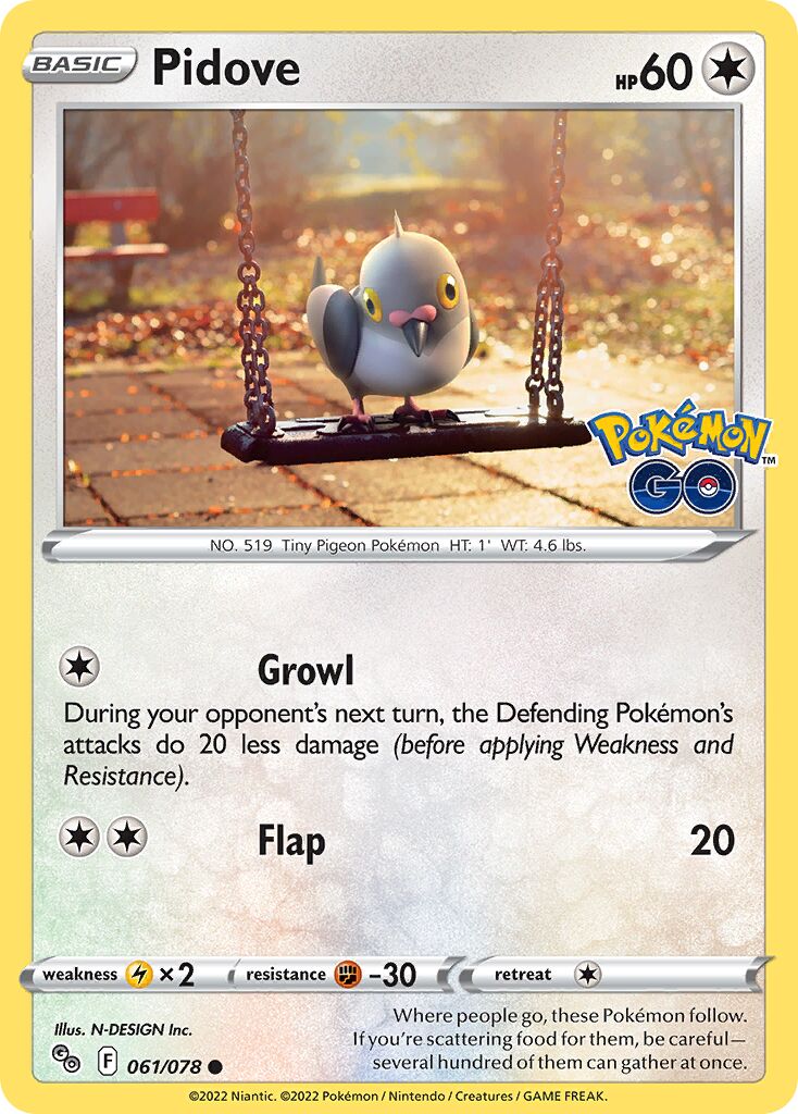 Pidove 061/78 — Pokémon GO (English Pokémon TCG card)