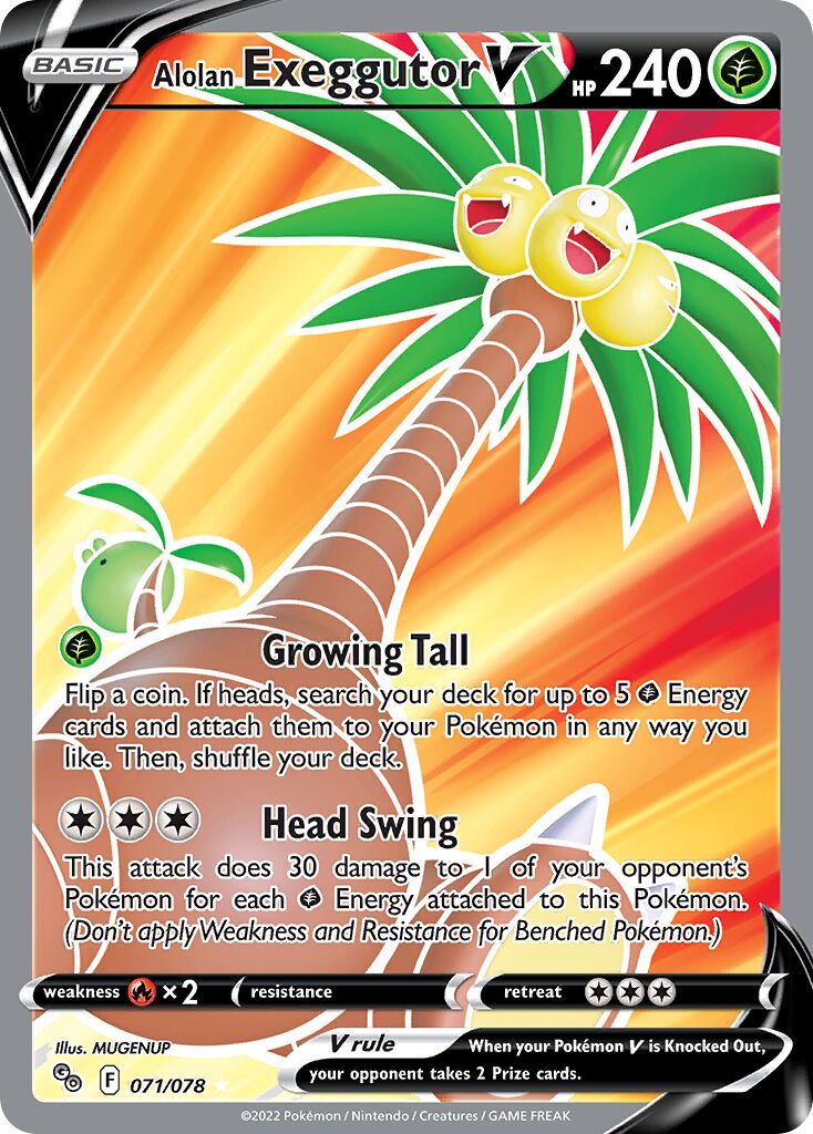 Alolan Exeggutor V 071/78 — Pokémon GO (English Pokémon TCG card)