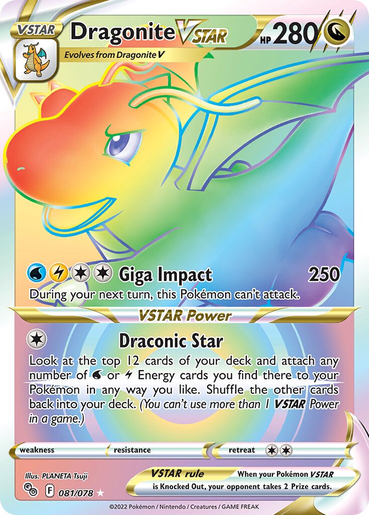 Dragonite VSTAR 081/78 — Pokémon GO (English Pokémon TCG card)