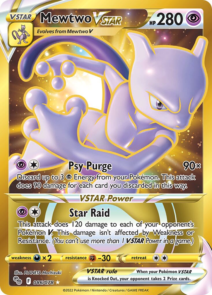 Mewtwo VSTAR 086/78 — Pokémon GO (English Pokémon TCG card)