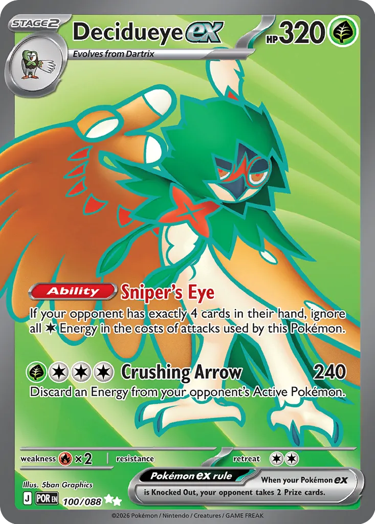 Decidueye ex 100/88 — Perfect Order (English Pokémon TCG card)