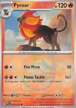 Pyroar 016 — Prismatic Evolutions: Additionals (English Pokémon TCG card)