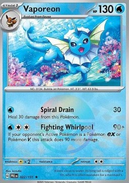 Vaporeon 022 — Prismatic Evolutions: Additionals (English Pokémon TCG card)