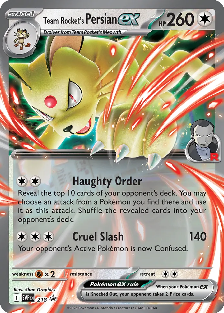 Team Rocket's Persian ex 218/226 — Scarlet & Violet Promos (English Pokémon TCG card)