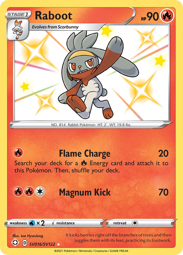 Raboot 016 — Shining Fates (Shiny Vault) (English Pokémon TCG card)