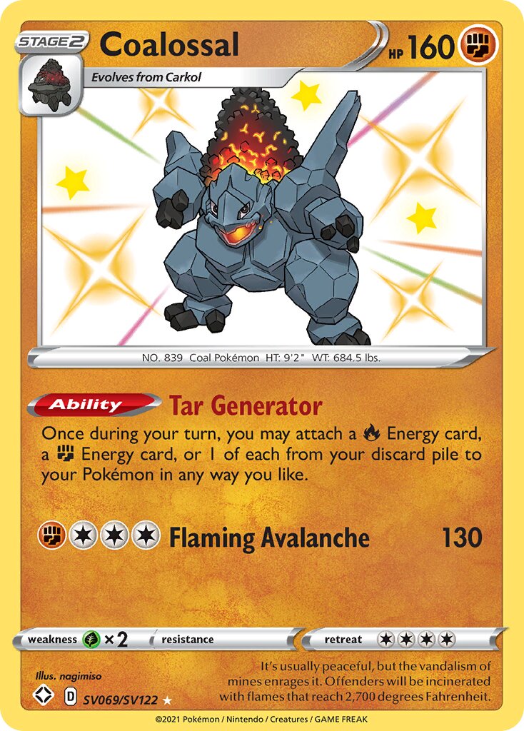 Coalossal 069 — Shining Fates (Shiny Vault) (English Pokémon TCG card)