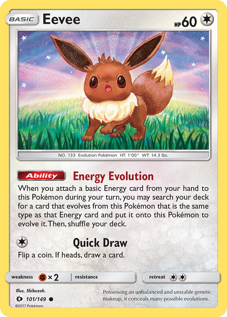 Eevee 101/149 — Sun & Moon (English Pokémon TCG card)