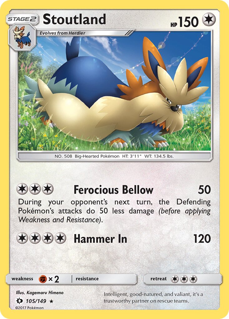 Stoutland 105/149 — Sun & Moon (English Pokémon TCG card)