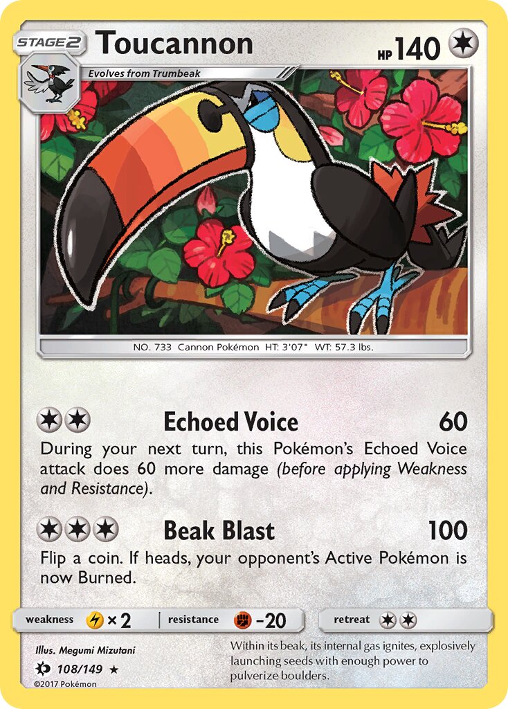 Toucannon 108/149 — Sun & Moon (English Pokémon TCG card)