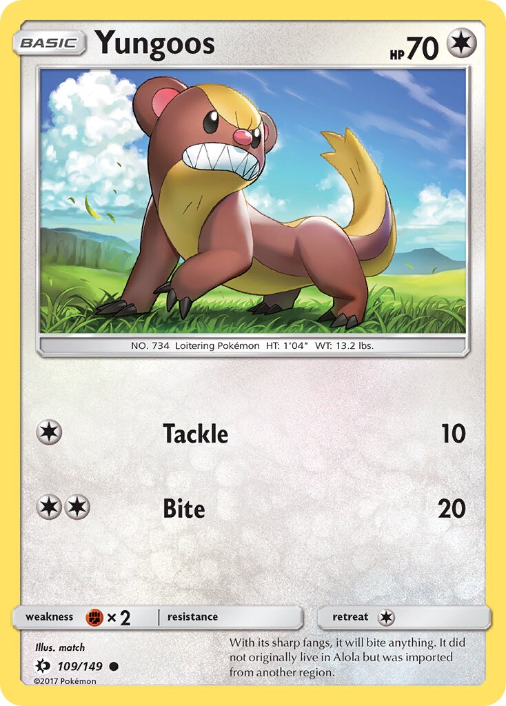 Yungoos 109/149 — Sun & Moon (English Pokémon TCG card)
