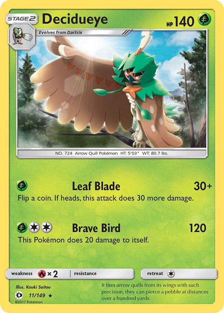 Decidueye 011/149 — Sun & Moon (English Pokémon TCG card)