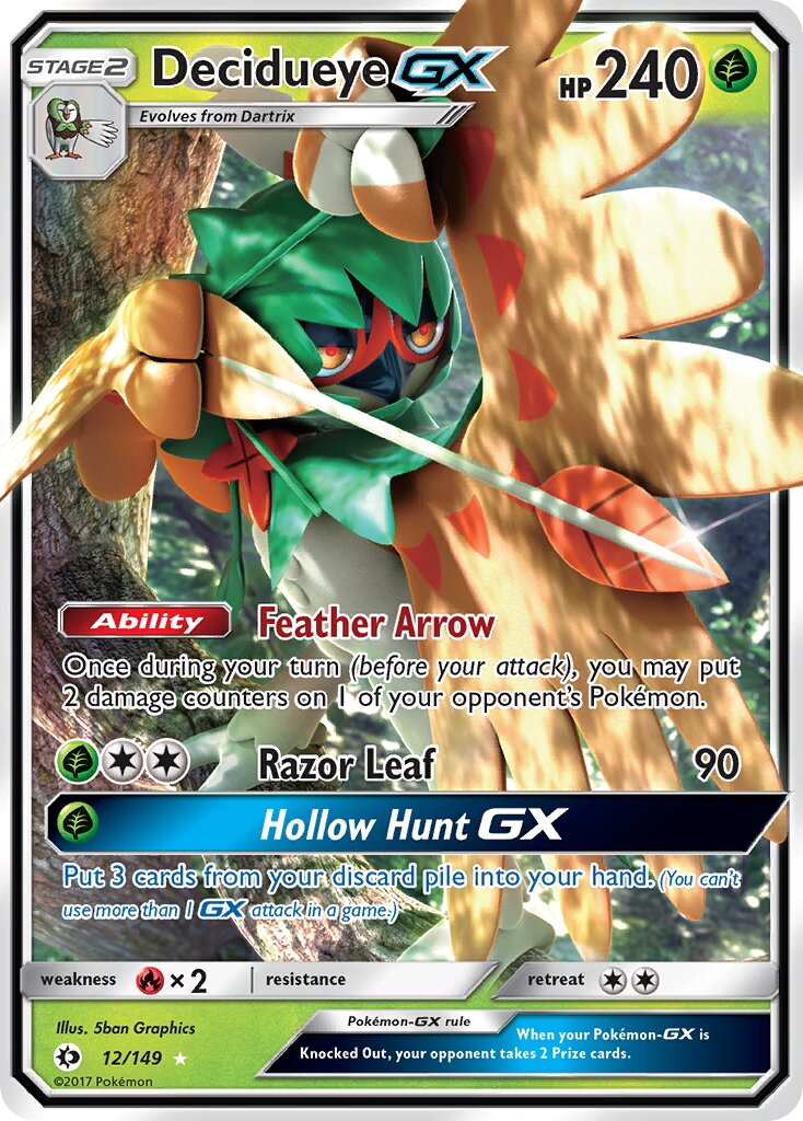 Decidueye-GX 012/149 — Sun & Moon (English Pokémon TCG card)