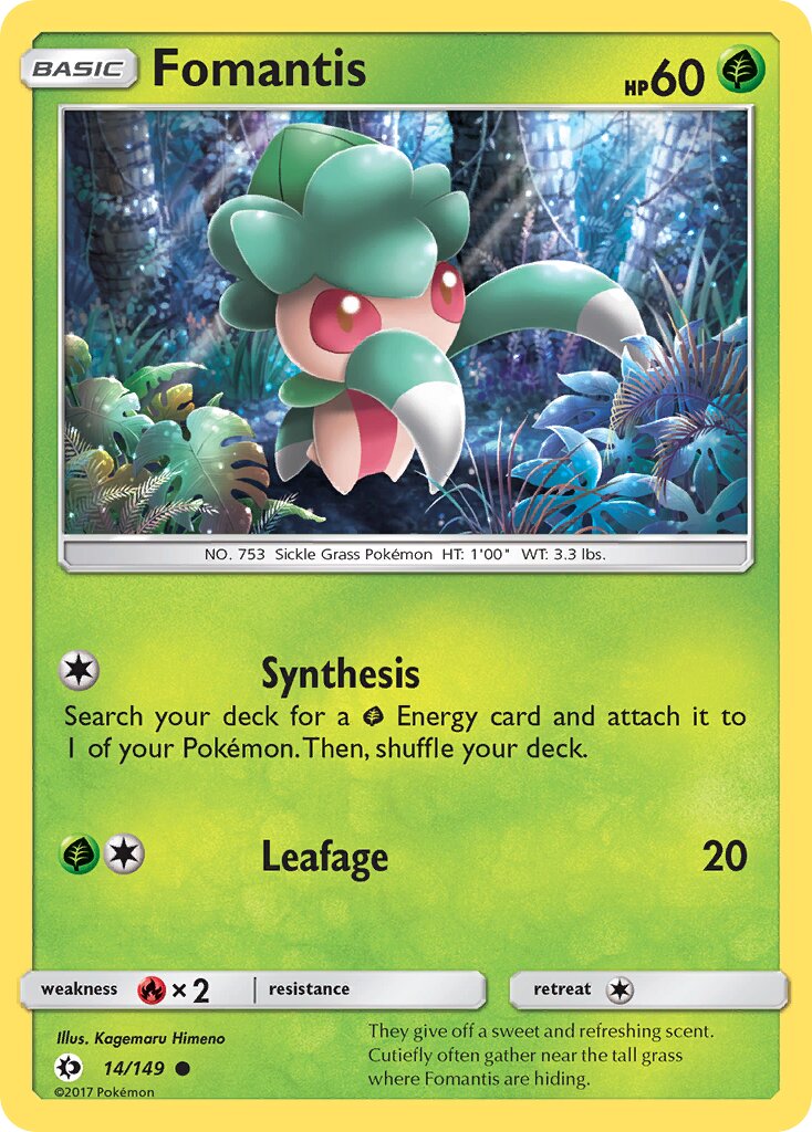 Fomantis 014/149 — Sun & Moon (English Pokémon TCG card)