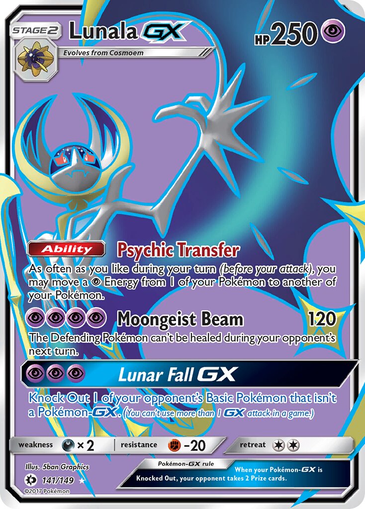 Lunala-GX 141/149 — Sun & Moon (English Pokémon TCG card)
