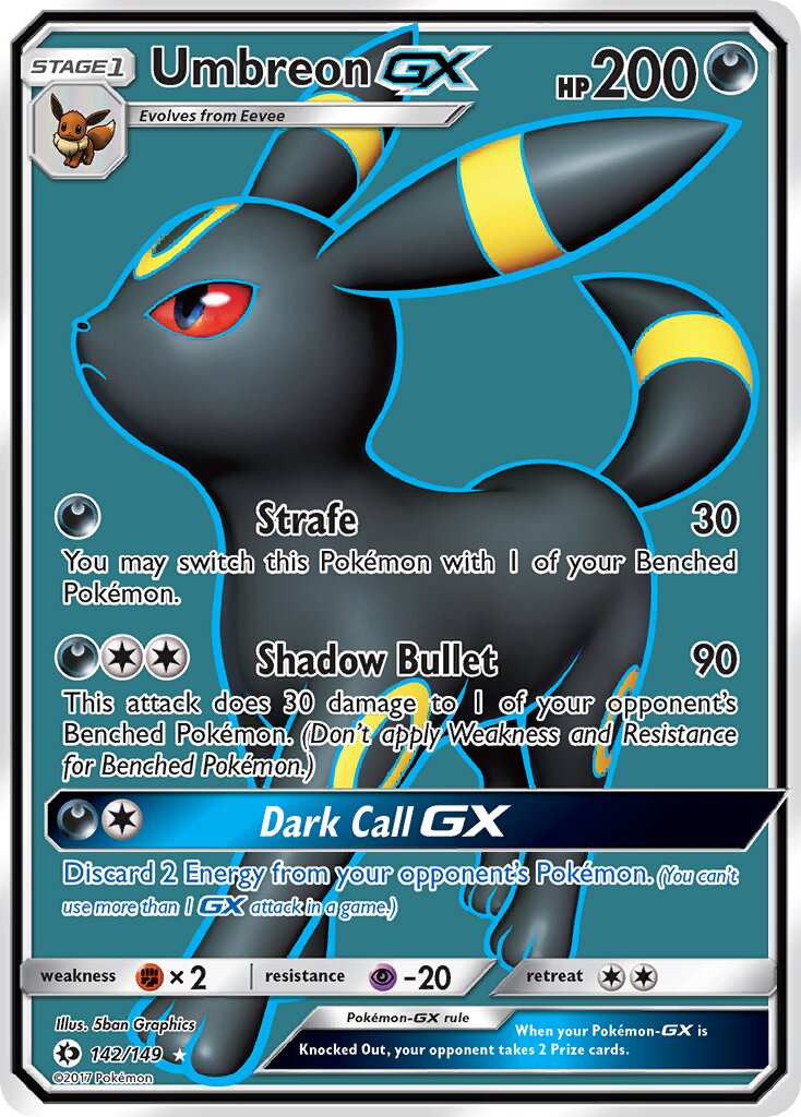 Umbreon-GX 142/149 — Sun & Moon (English Pokémon TCG card)