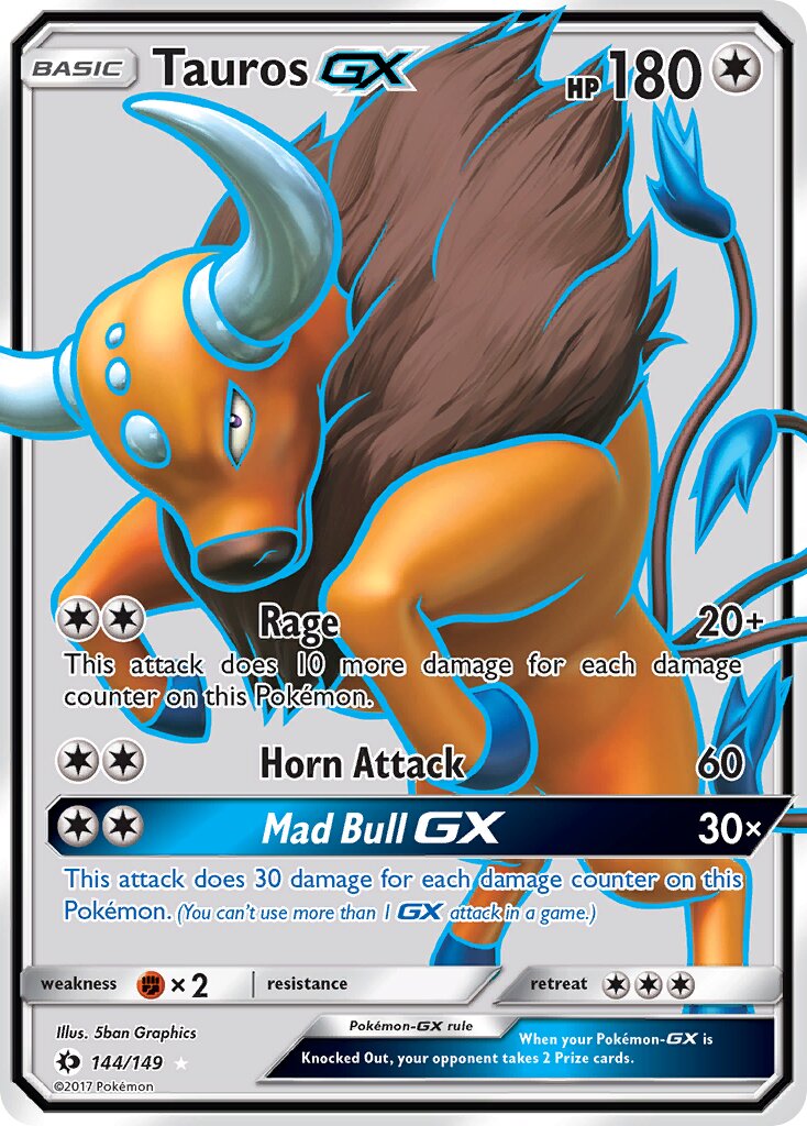 Tauros-GX 144/149 — Sun & Moon (English Pokémon TCG card)