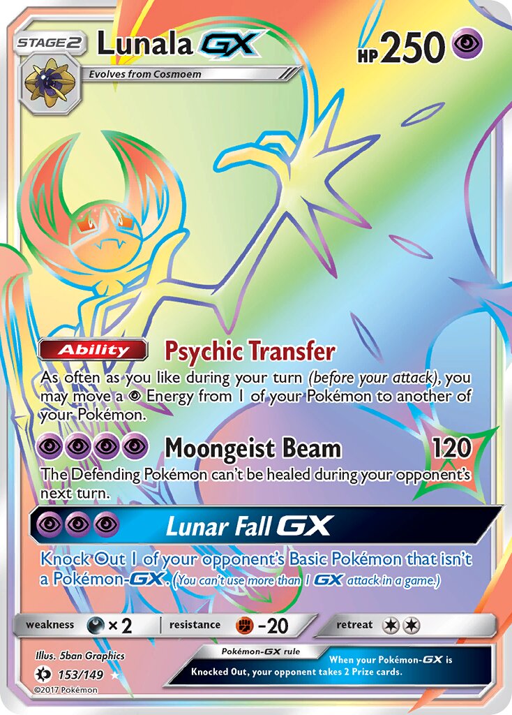 Lunala-GX 153/149 — Sun & Moon (English Pokémon TCG card)