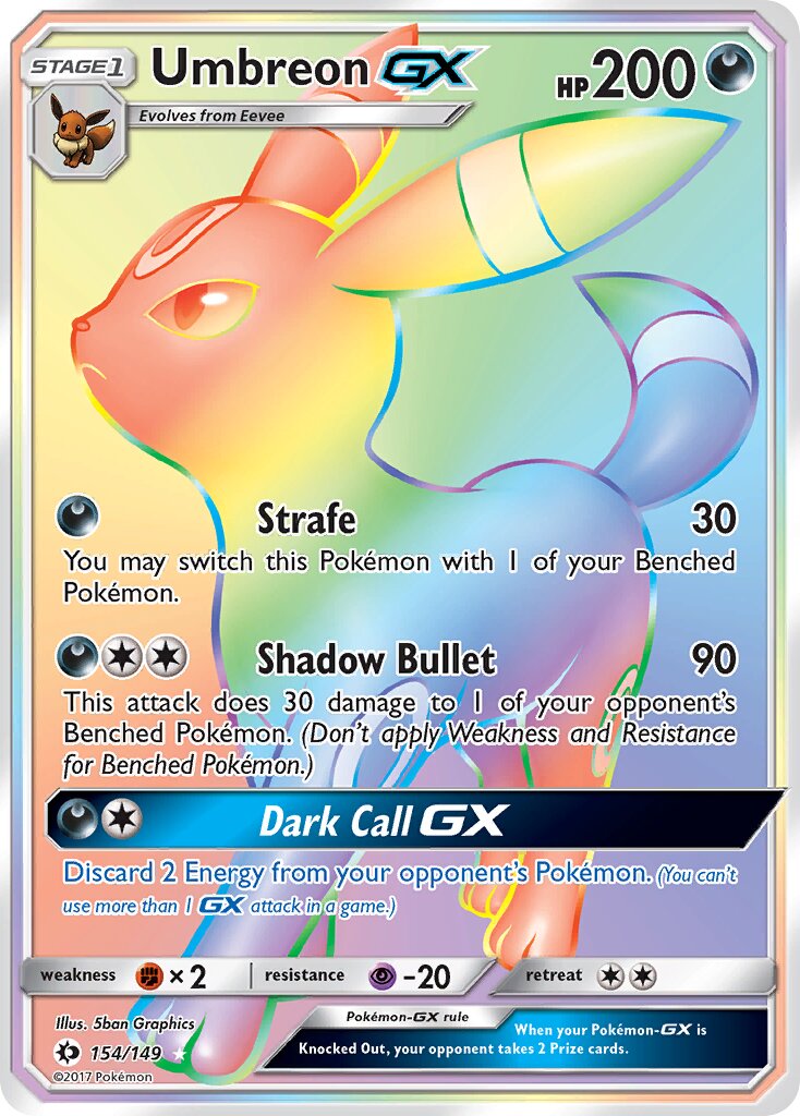 Umbreon-GX 154/149 — Sun & Moon (English Pokémon TCG card)