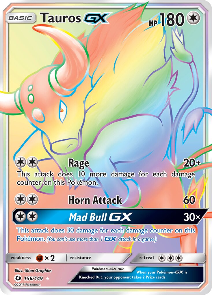 Tauros-GX 156/149 — Sun & Moon (English Pokémon TCG card)
