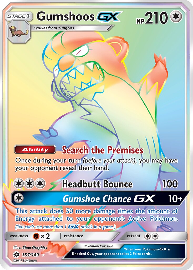 Gumshoos-GX 157/149 — Sun & Moon (English Pokémon TCG card)