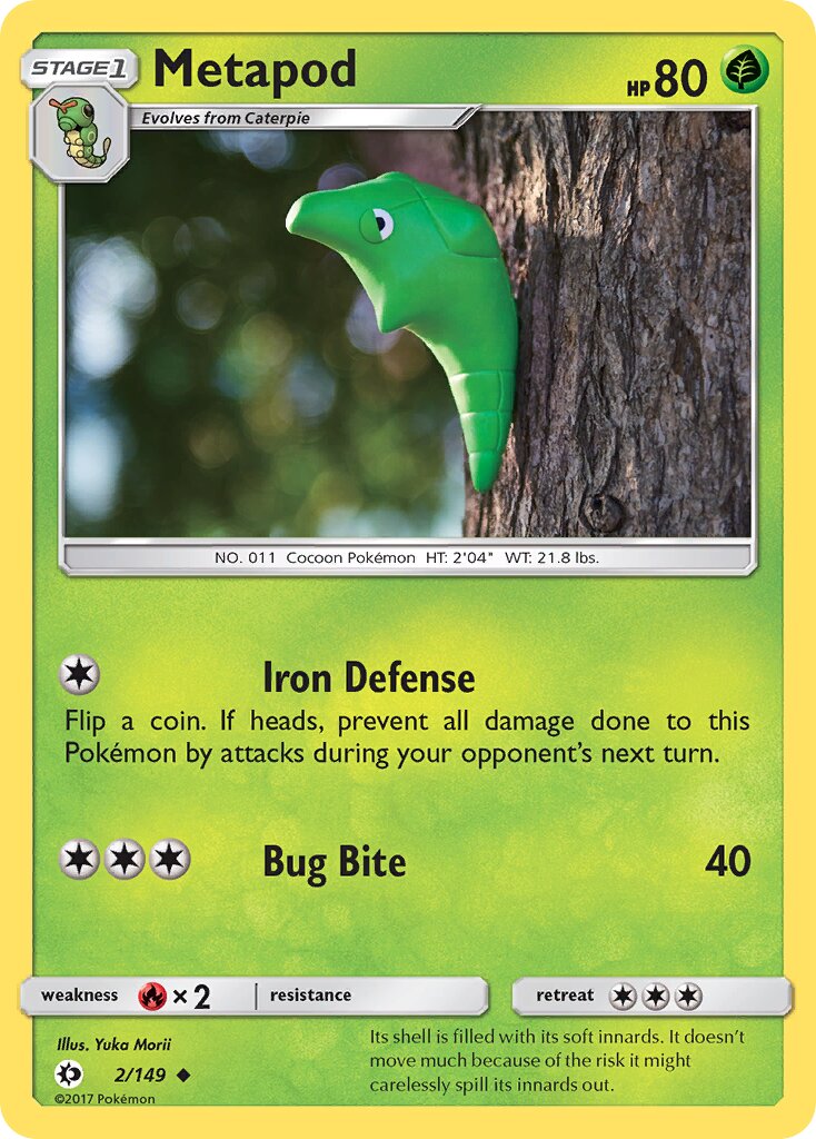 Metapod 002/149 — Sun & Moon (English Pokémon TCG card)