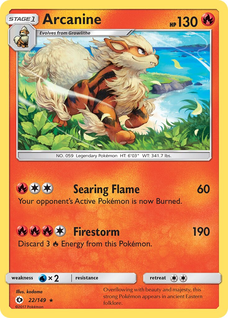 Arcanine 022/149 — Sun & Moon (English Pokémon TCG card)