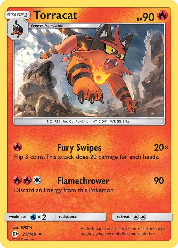 Torracat 025/149 — Sun & Moon (English Pokémon TCG card)