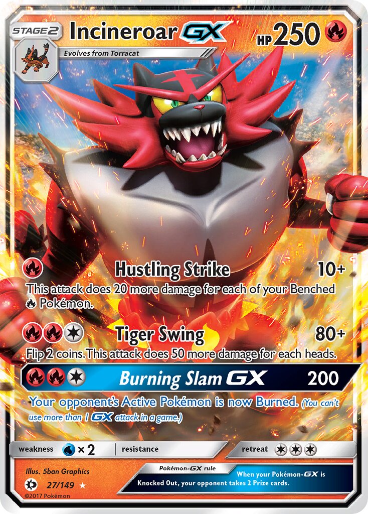 Incineroar-GX 027/149 — Sun & Moon (English Pokémon TCG card)