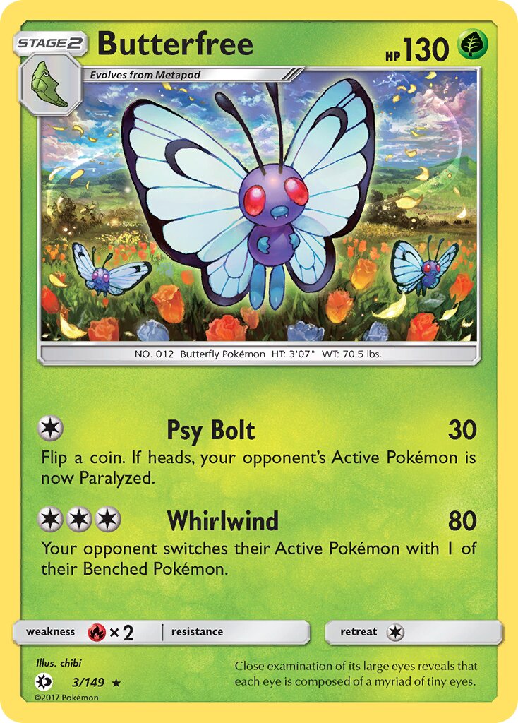 Butterfree 003/149 — Sun & Moon (English Pokémon TCG card)