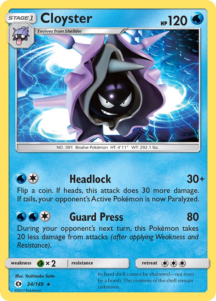 Cloyster 034/149 — Sun & Moon (English Pokémon TCG card)
