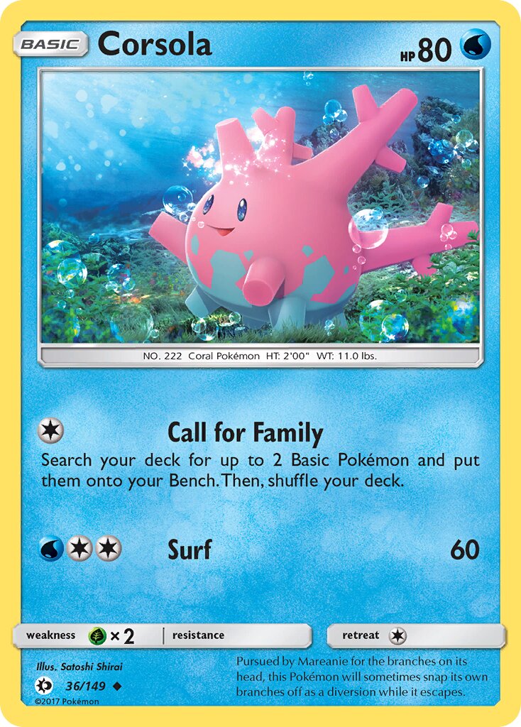 Corsola 036/149 — Sun & Moon (English Pokémon TCG card)