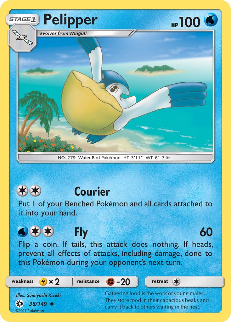 Pelipper 038/149 — Sun & Moon (English Pokémon TCG card)