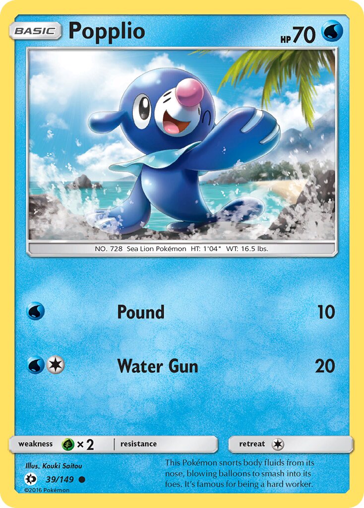 Popplio 039/149 — Sun & Moon (English Pokémon TCG card)