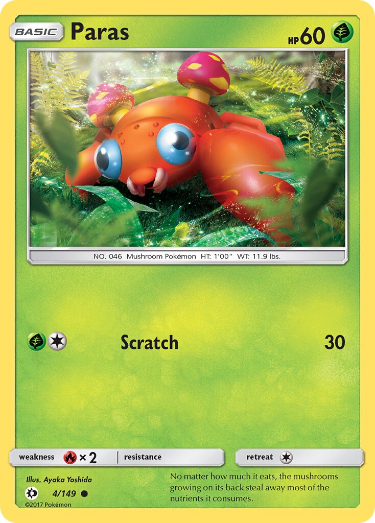 Paras 004/149 — Sun & Moon (English Pokémon TCG card)