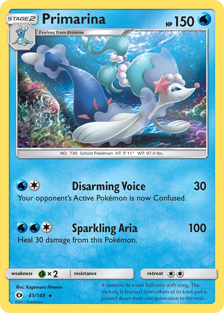 Primarina 041/149 — Sun & Moon (English Pokémon TCG card)