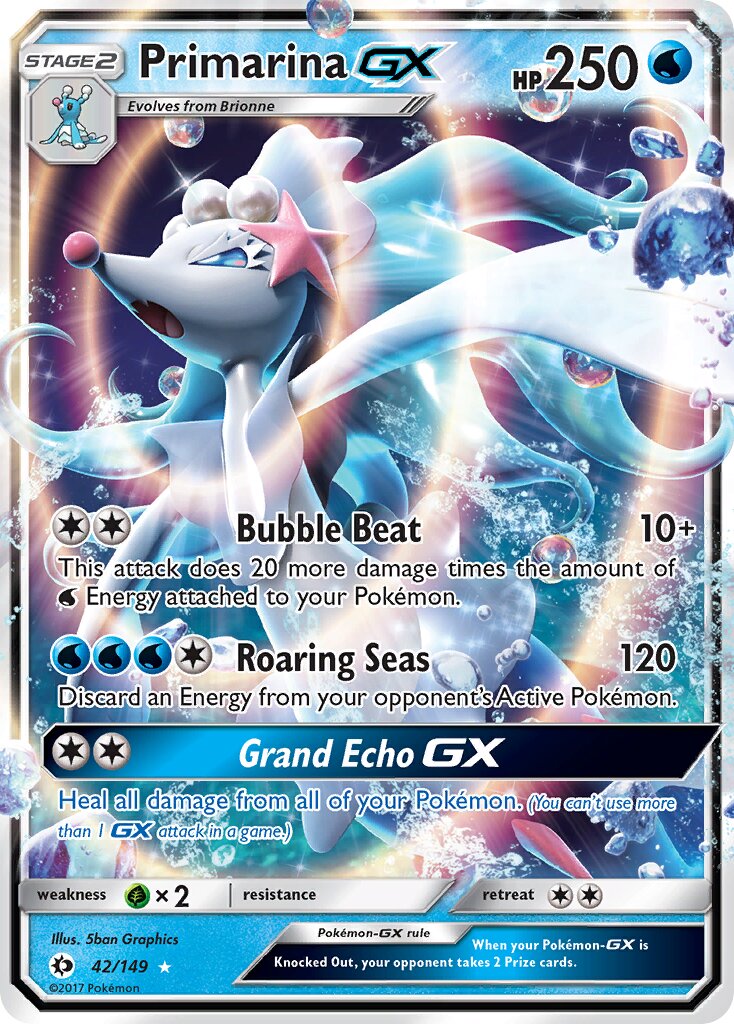 Primarina-GX 042/149 — Sun & Moon (English Pokémon TCG card)